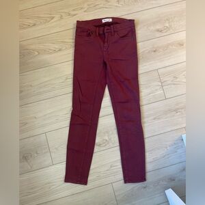 Madewell Burgundy Skinny Jeans Size 25 | High Rise Stretch Denim